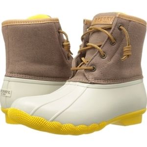 Sperry Saltwater Duck Boot Yellow/White/Tan 7.5